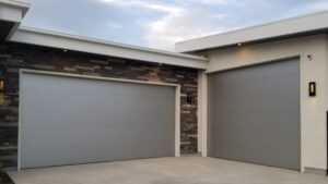 Dual residential garage doors.