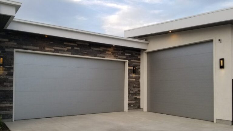 Dual residential garage doors.
