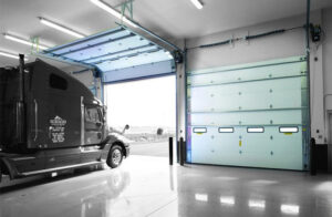Overhead door with truck.