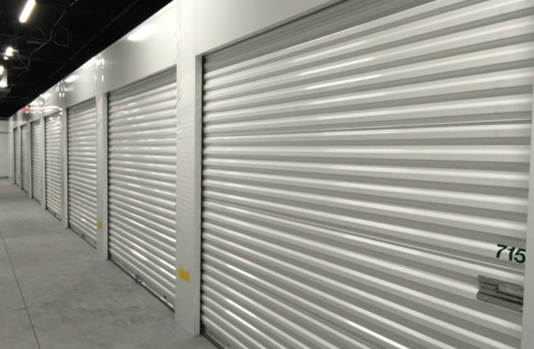 Row of roll up doors.