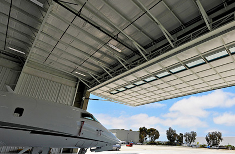 Specialty overhead hangar door.
